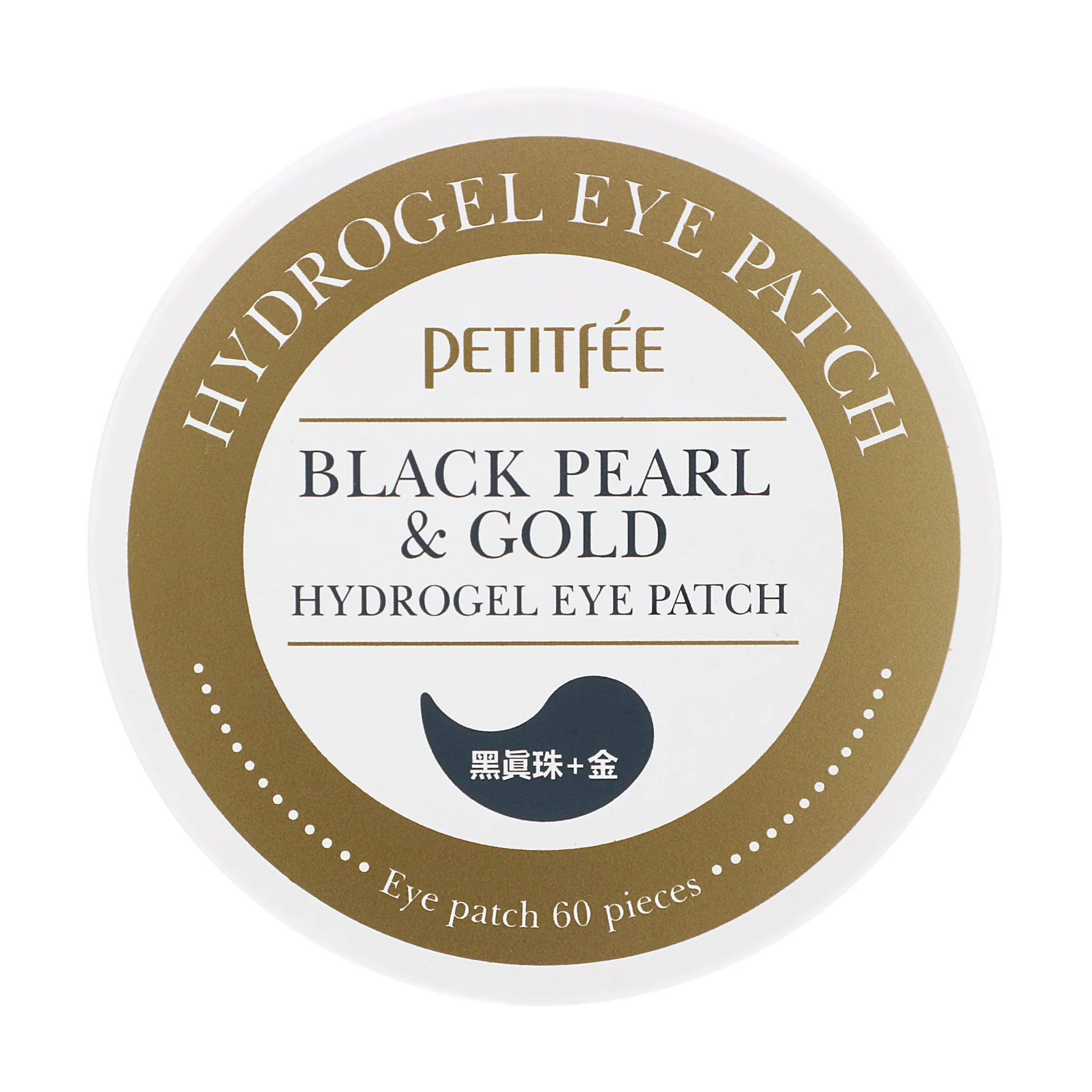 Гідрогелеві патчі для шкіри навколо очей Petitfee &amp; Koelf Black Pearl &amp; Gold Hydrogel Eye Patch із золотом та чорними перлами, 60 шт